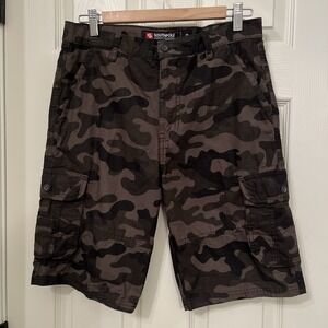 Southpole Youth 100% Cotton Green Brown Camouflage Ripstop Cargo Shorts Sz‎ 18